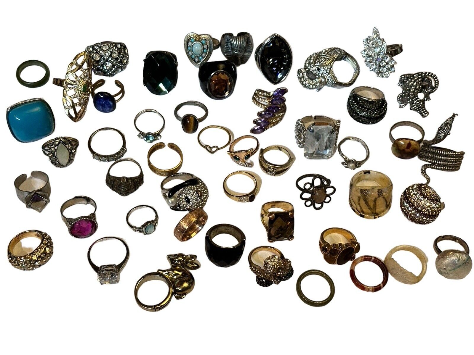 10 vintage store costume jewelry stretch rings