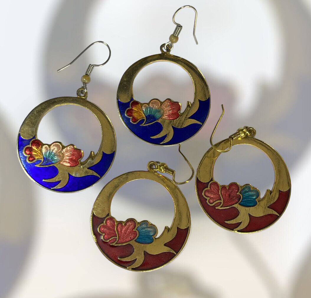 ENAMEL outlet CLOISONNÉ EARRINGS, Picture Earrings, Anniversary Gift, Enamel Earrings, Copper, House motif, Cloisonné, MadeinMontreal/EN1048