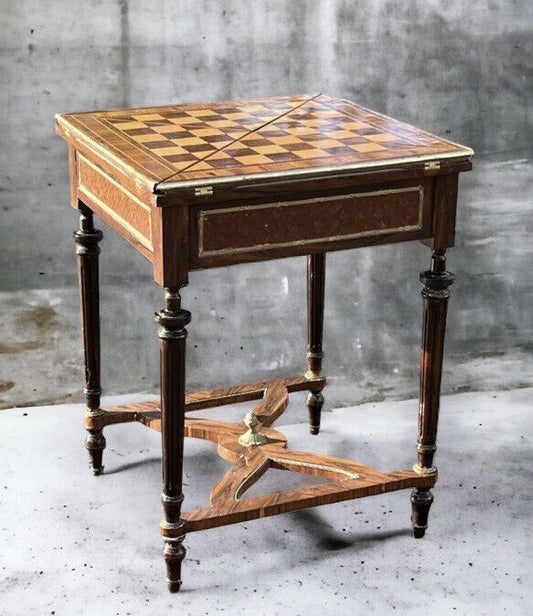 Chess & Games Table With Inlaid Top And Opening Playing Area.