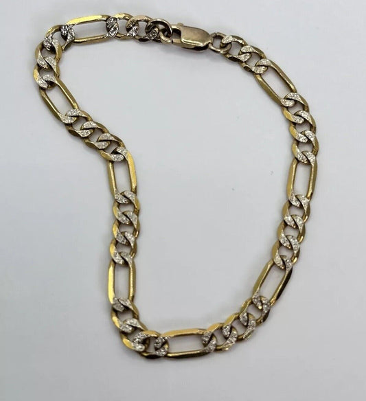 Vintage 9ct Gold Diamond Cut Figaro Bracelet 4.83g