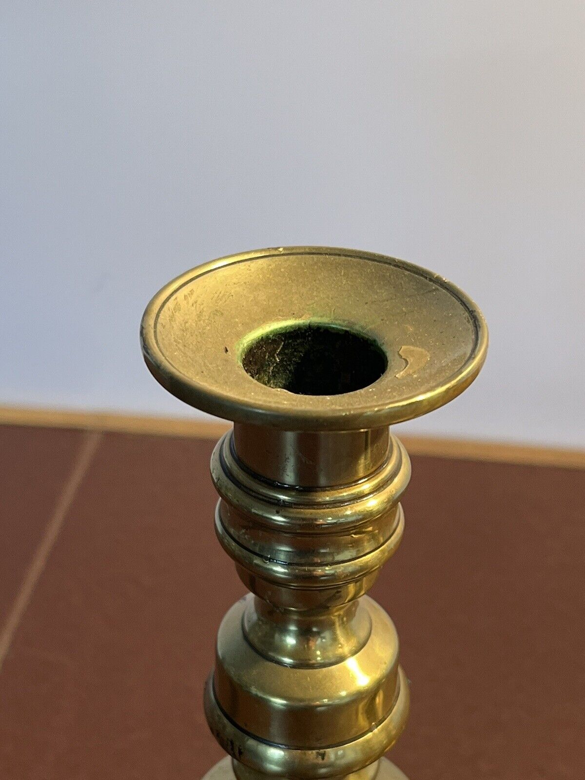 Georgian Antique Brass Candlesticks.