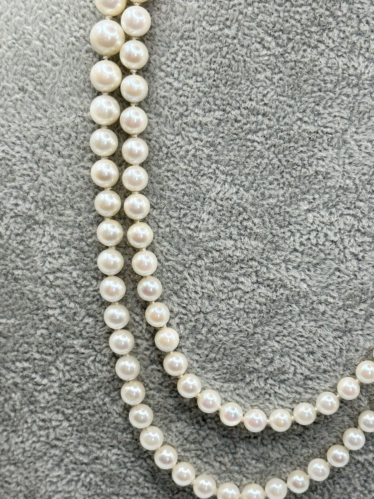 Vintage 585 14ct Gold Sapphire Clasp Graduated Cultured Pearl Necklace