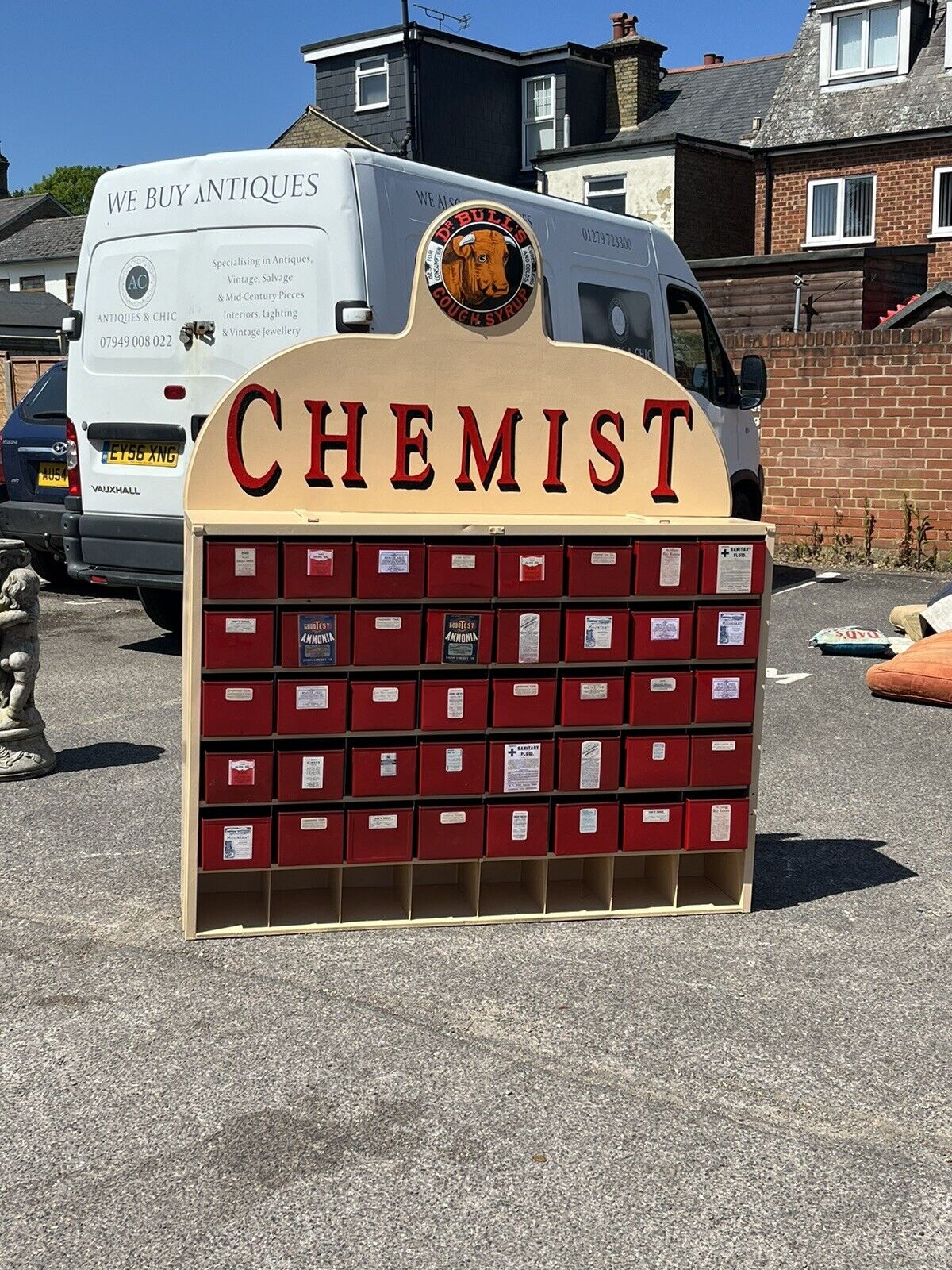 Large Chemists Bank Of Drawers, Lots Of Storage. 40 Deep Metal Drawers