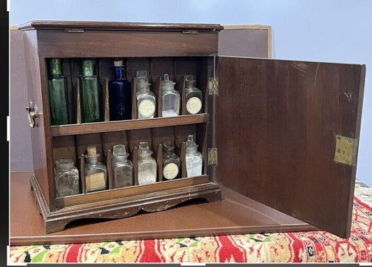 Georgian Mahogany Double Sided Apothecary Cabinet With Original Contents.