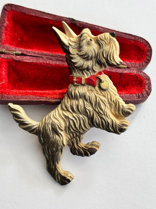 Vintage Lucite Scotty Dog Large Brooch