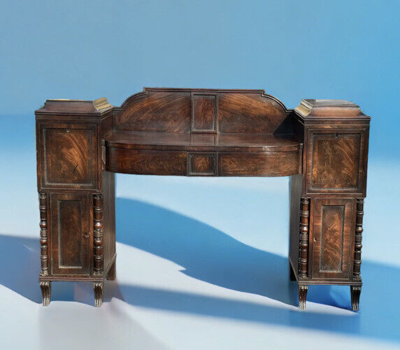 Antique Regency Mahogany Sideboard With Wine Cooler, Drawers & Cupboards.