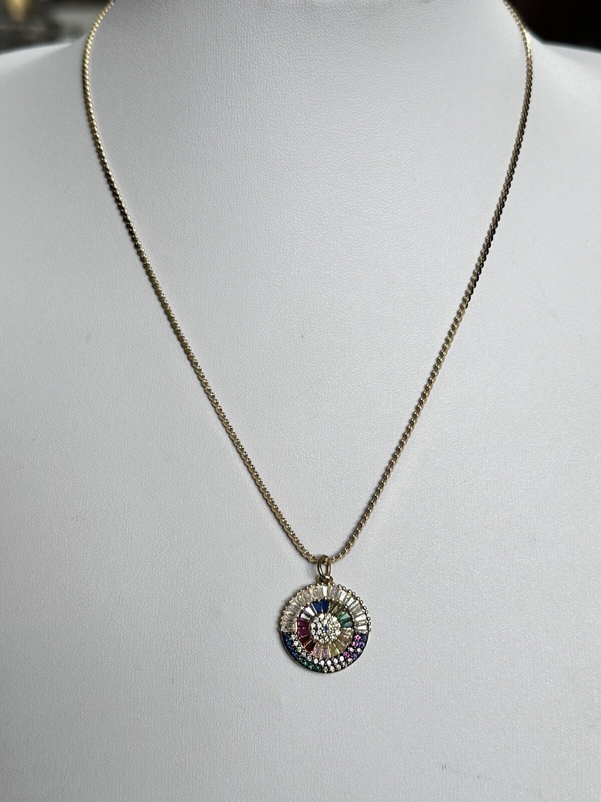 Vintage Gold Plated Multicoloured Crystal Stone Necklace