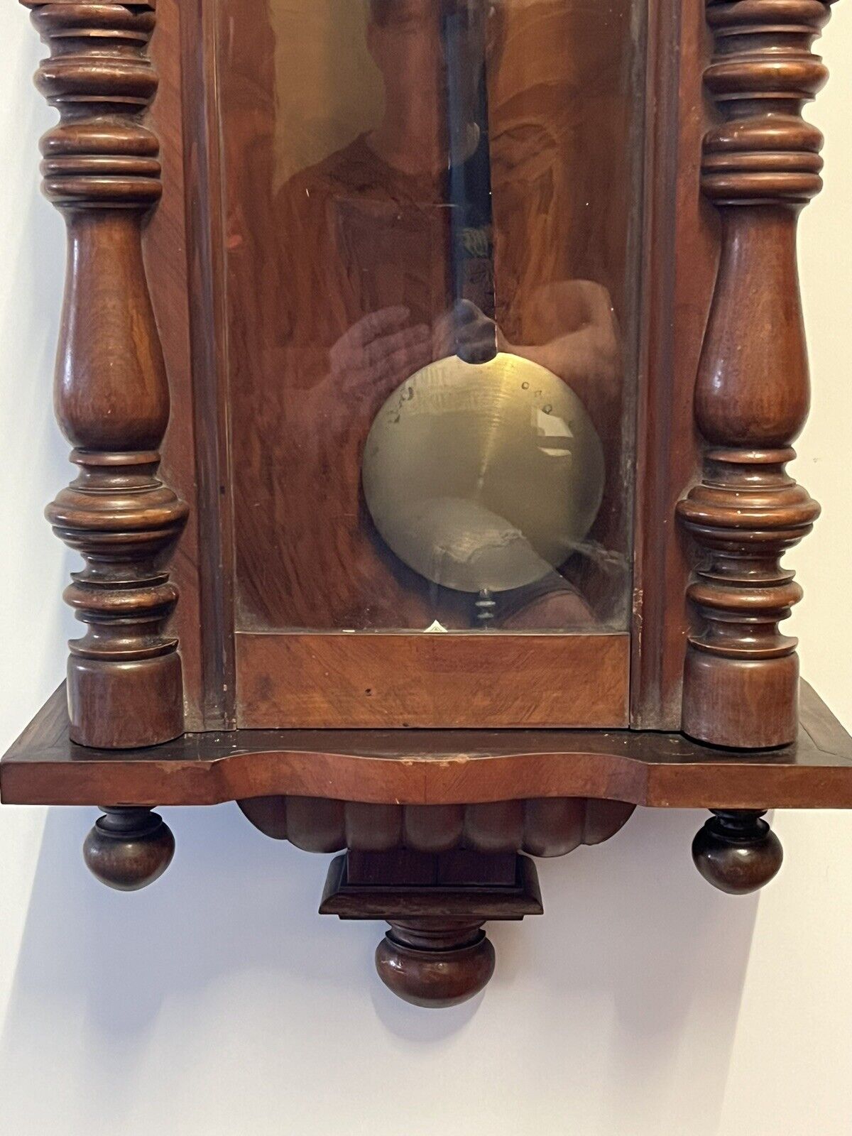 Victorian Walnut Cased Vienna Regulator, Double Brass Weights.