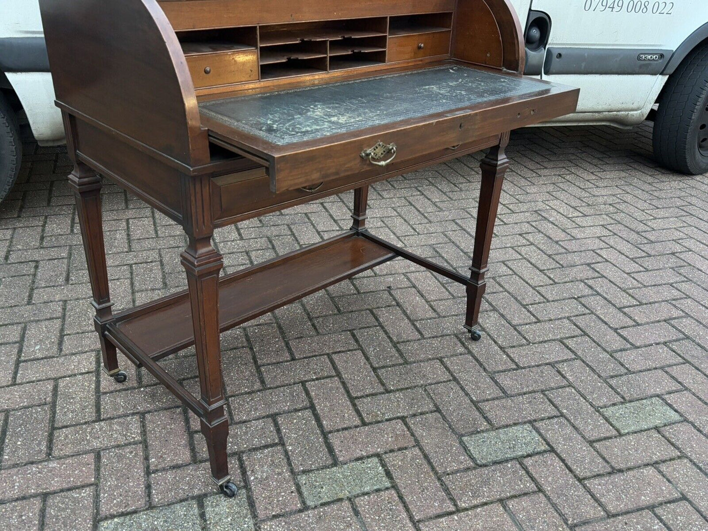 Victorian Satin Walnut Roll Top Desk With Fitted Interior , Loads Of Storage.