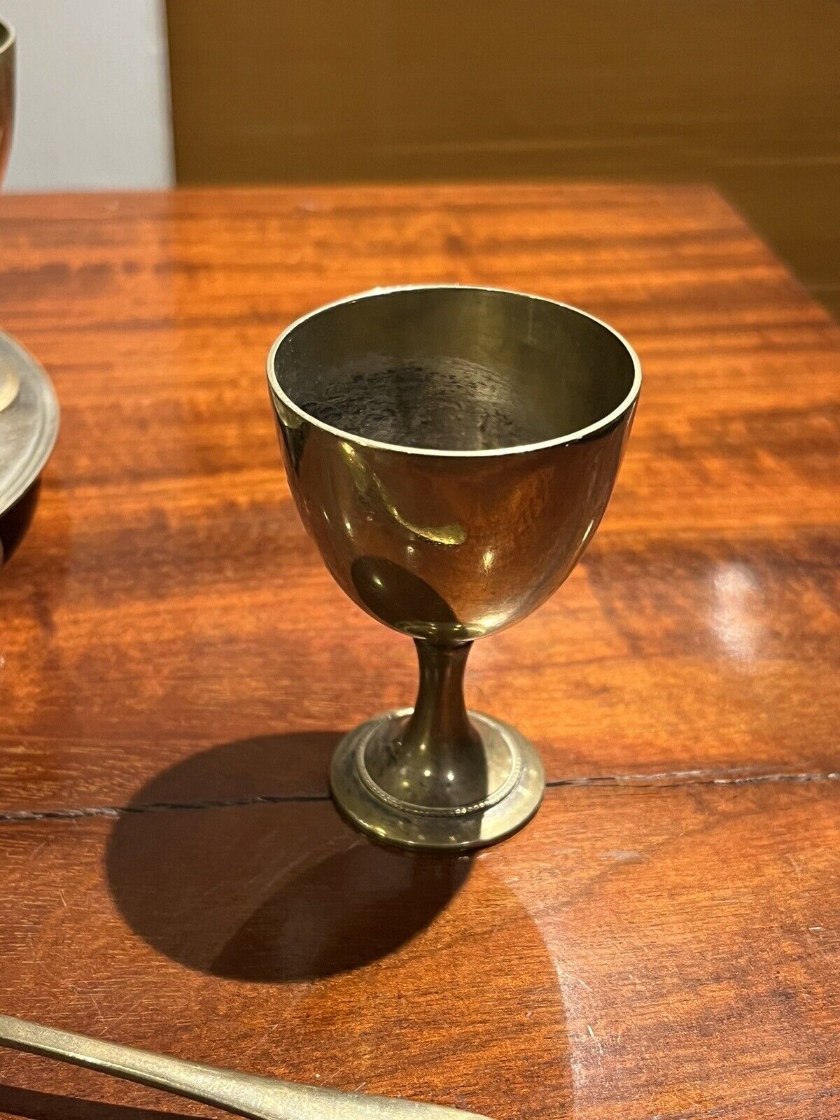 Antique Silver Plate Egg Cup & Spoon Set