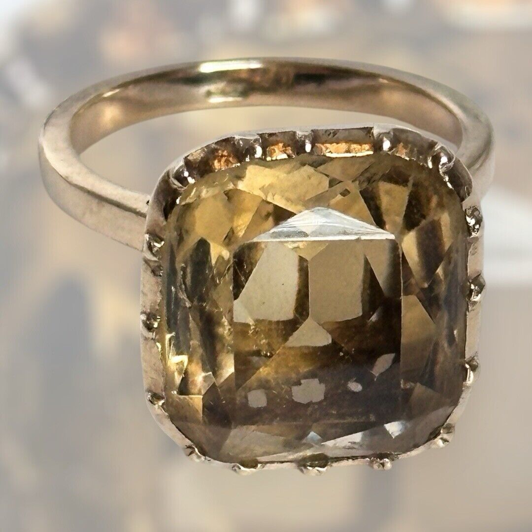 Vintage 9ct Gold Citrine Statement Cocktail Ring