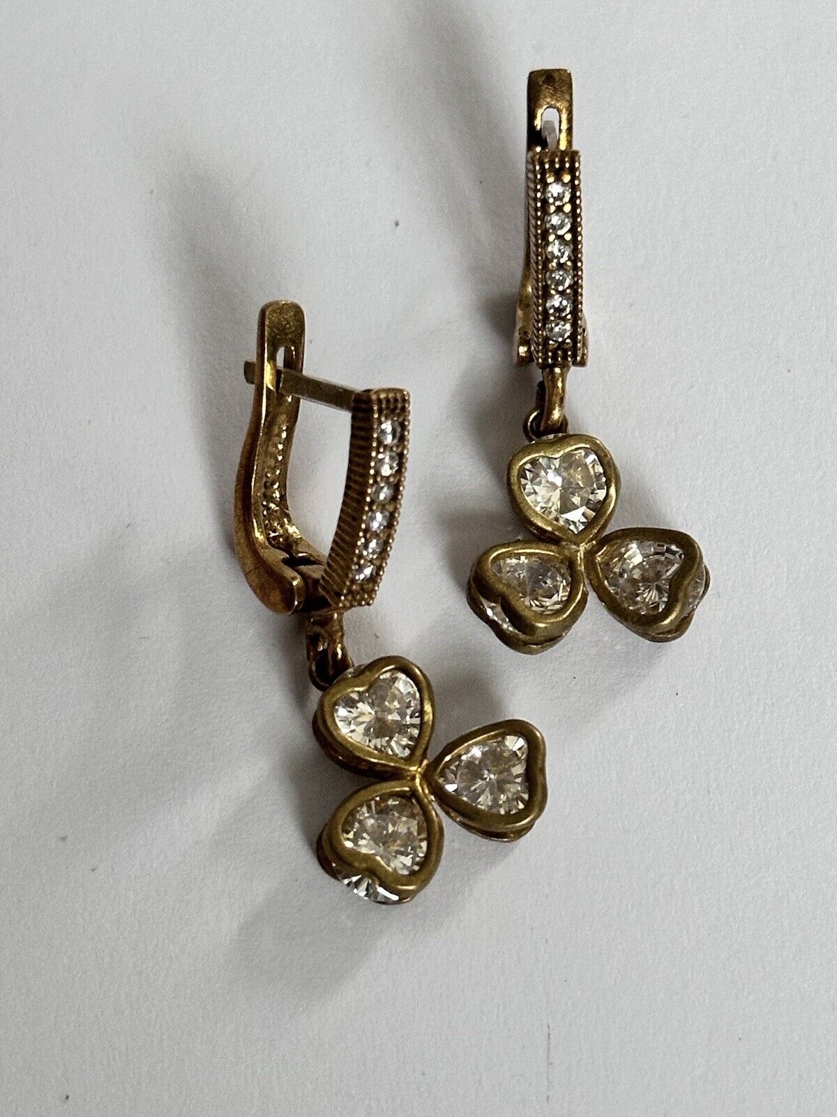 Vintage Clover Diamanté Drop Earrings