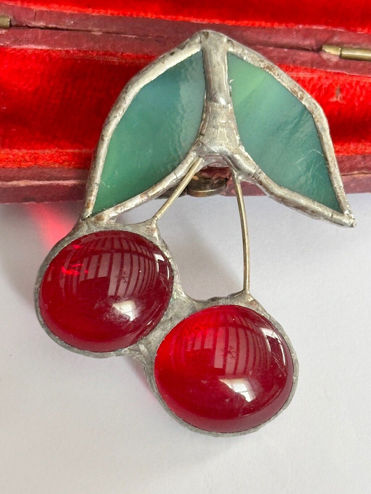 Vintage Glass Cherries Statement Brooch