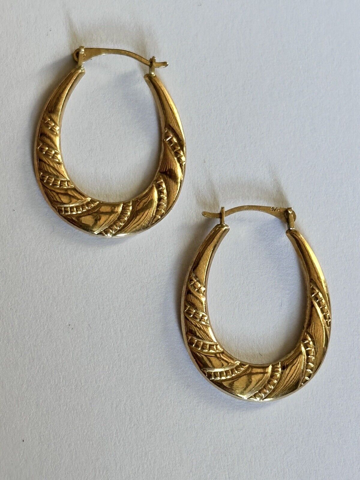 Vintage 9ct Yellow Gold Creole Hoop Earrings