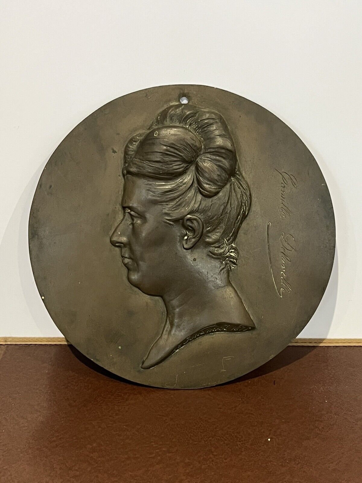 Bronze Plaque By A-Jouandot 1831-1884 Of Camille Delaville - Feminist 1838-1888.