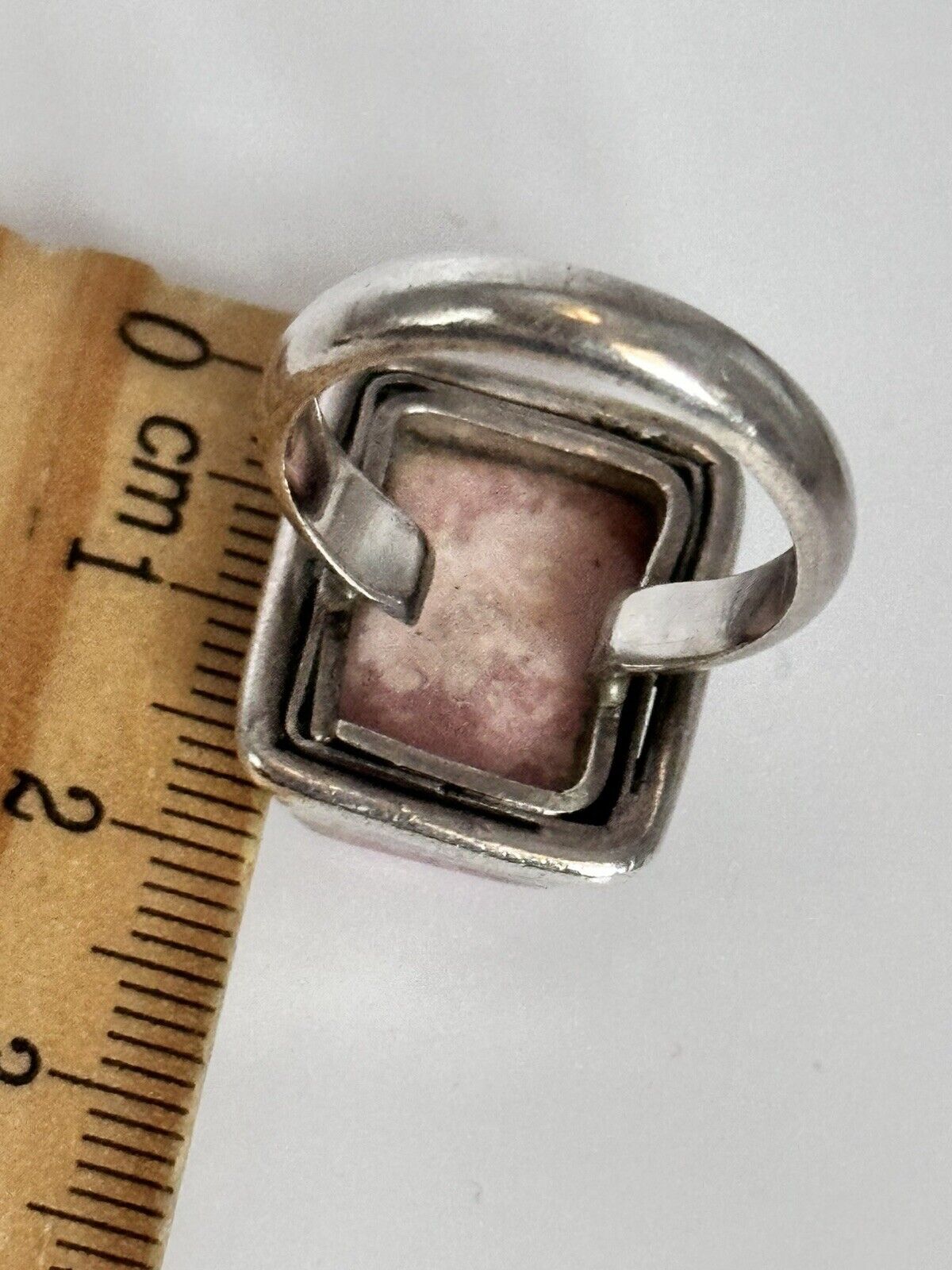 Vintage Silver 925 Pink Rhodochrosite Natural Stone Ring