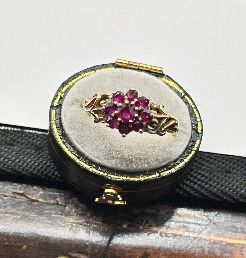 Antique Vintage 22ct Gold Ruby Flower Ring 3.76g