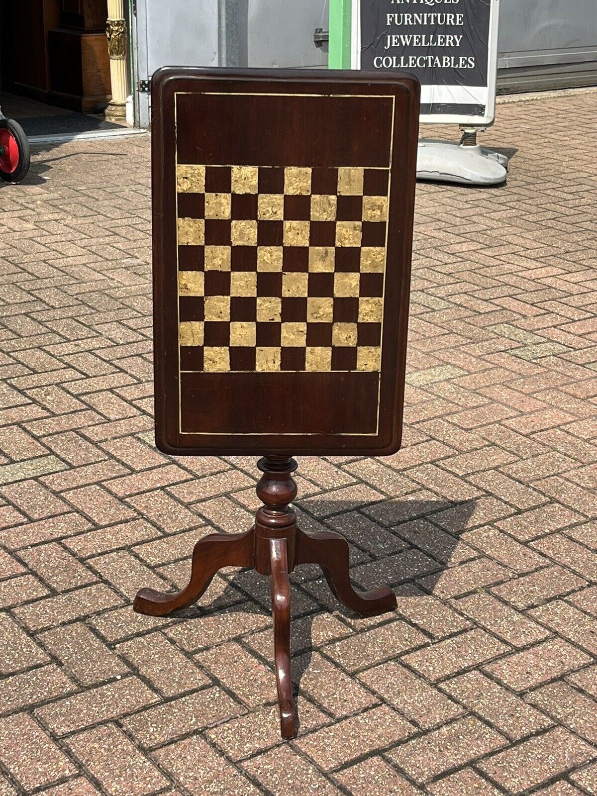 Victorian Tilt Top Mahogany Chess Table.