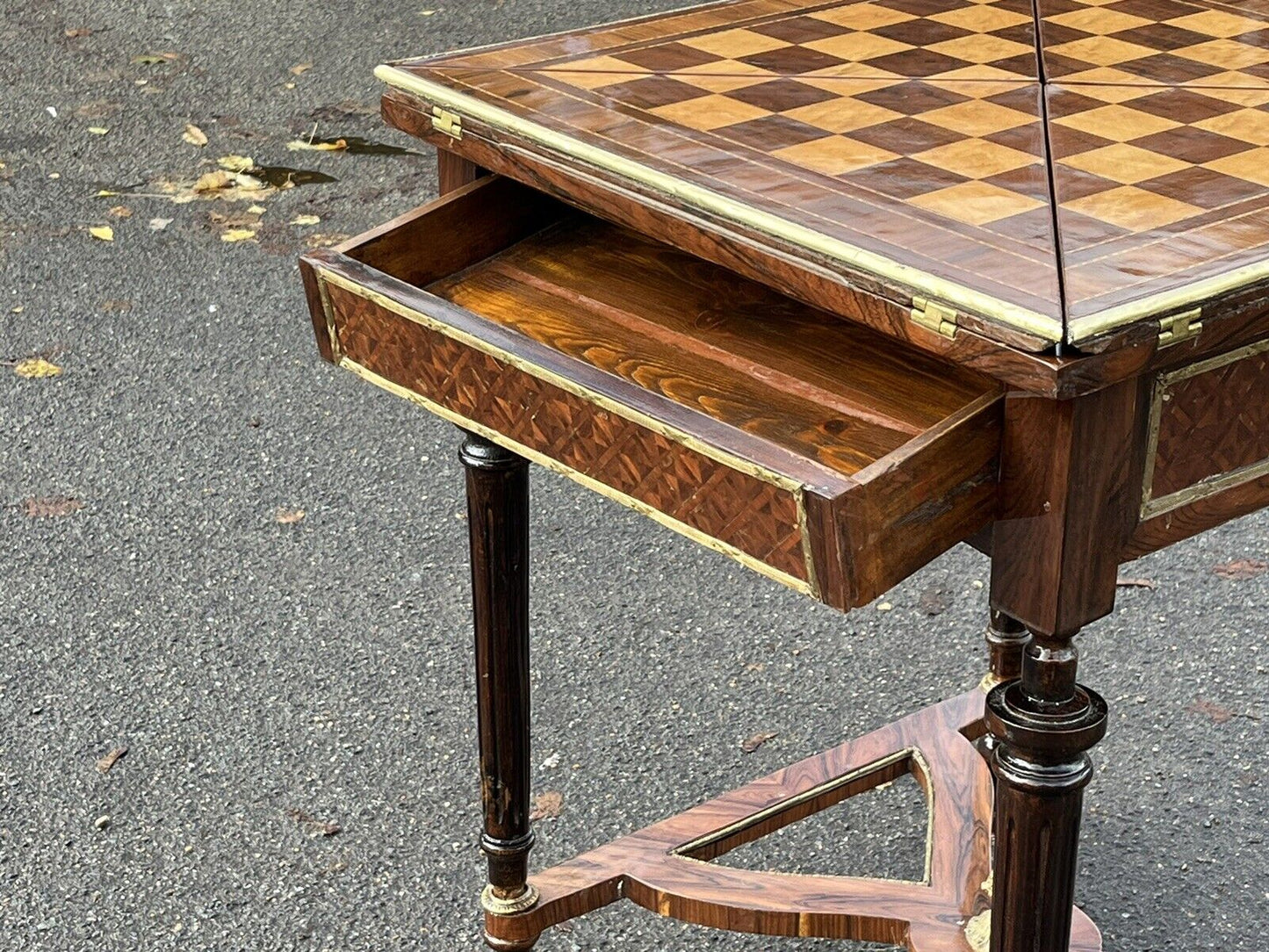 Chess & Games Table With Inlaid Top And Opening Playing Area.