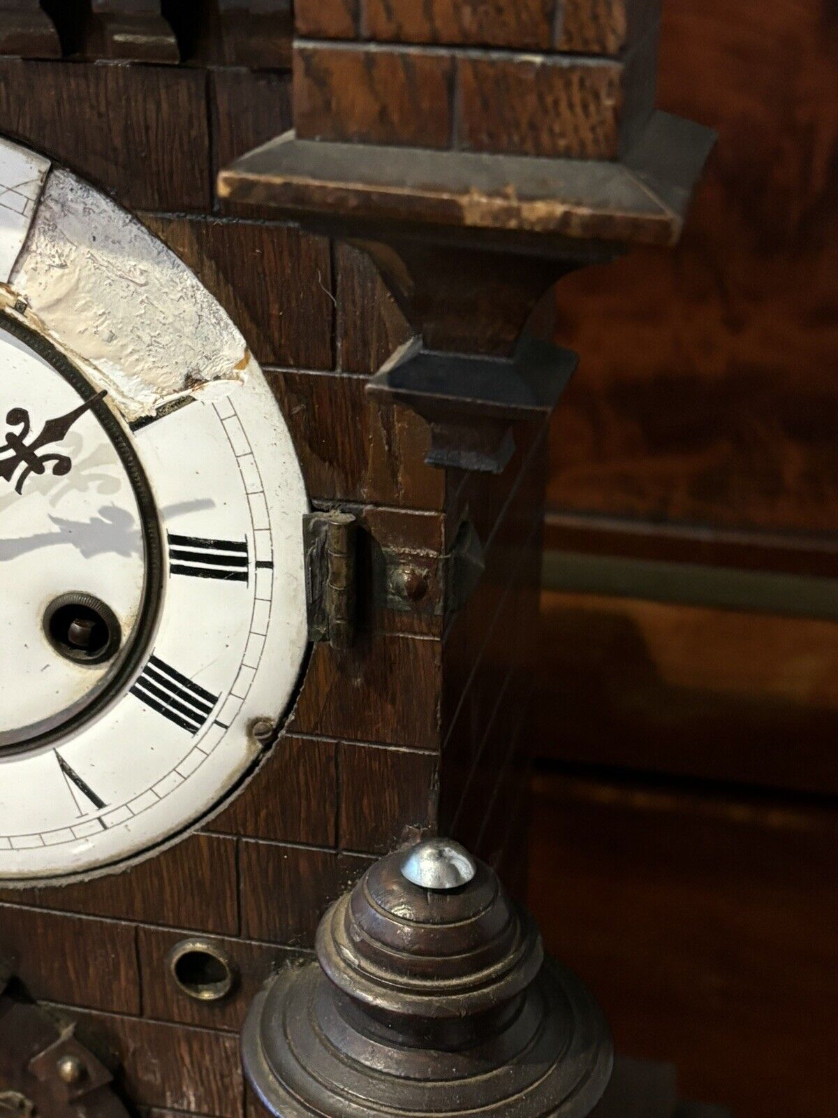 Antique Black Forest Architectural Wooden Mantle Clock