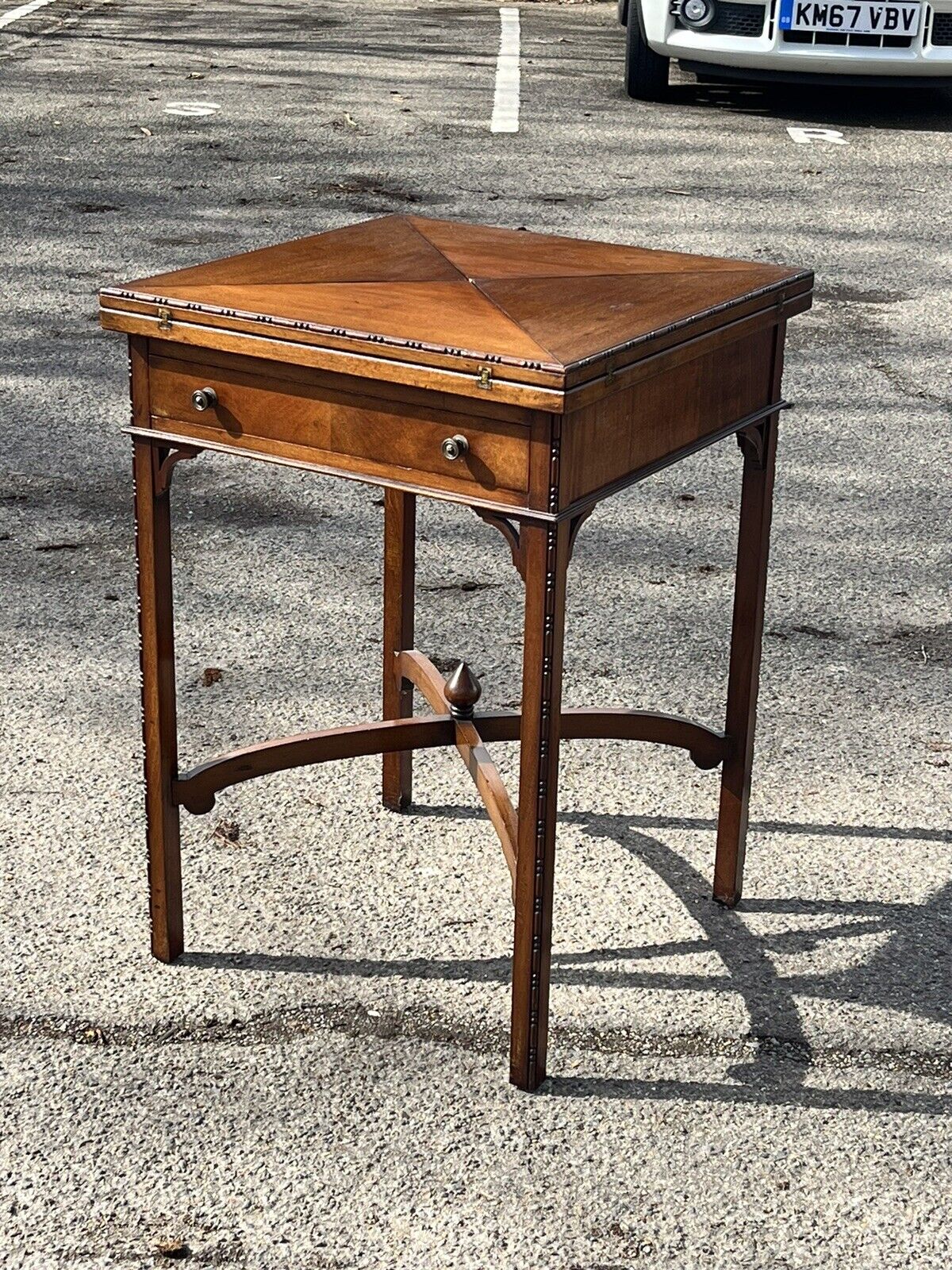 Victorian Games Table , Green Baized Playing Area with Counter Holders