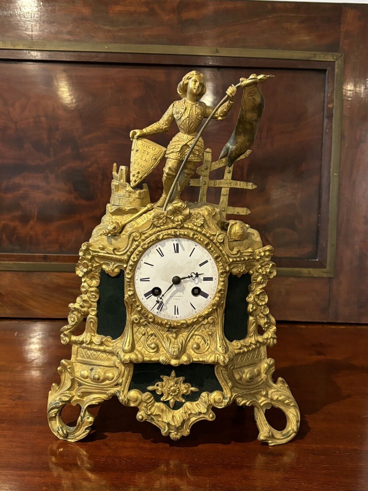 French Empire Antique Ormolu Clock, Chimes On A Bell