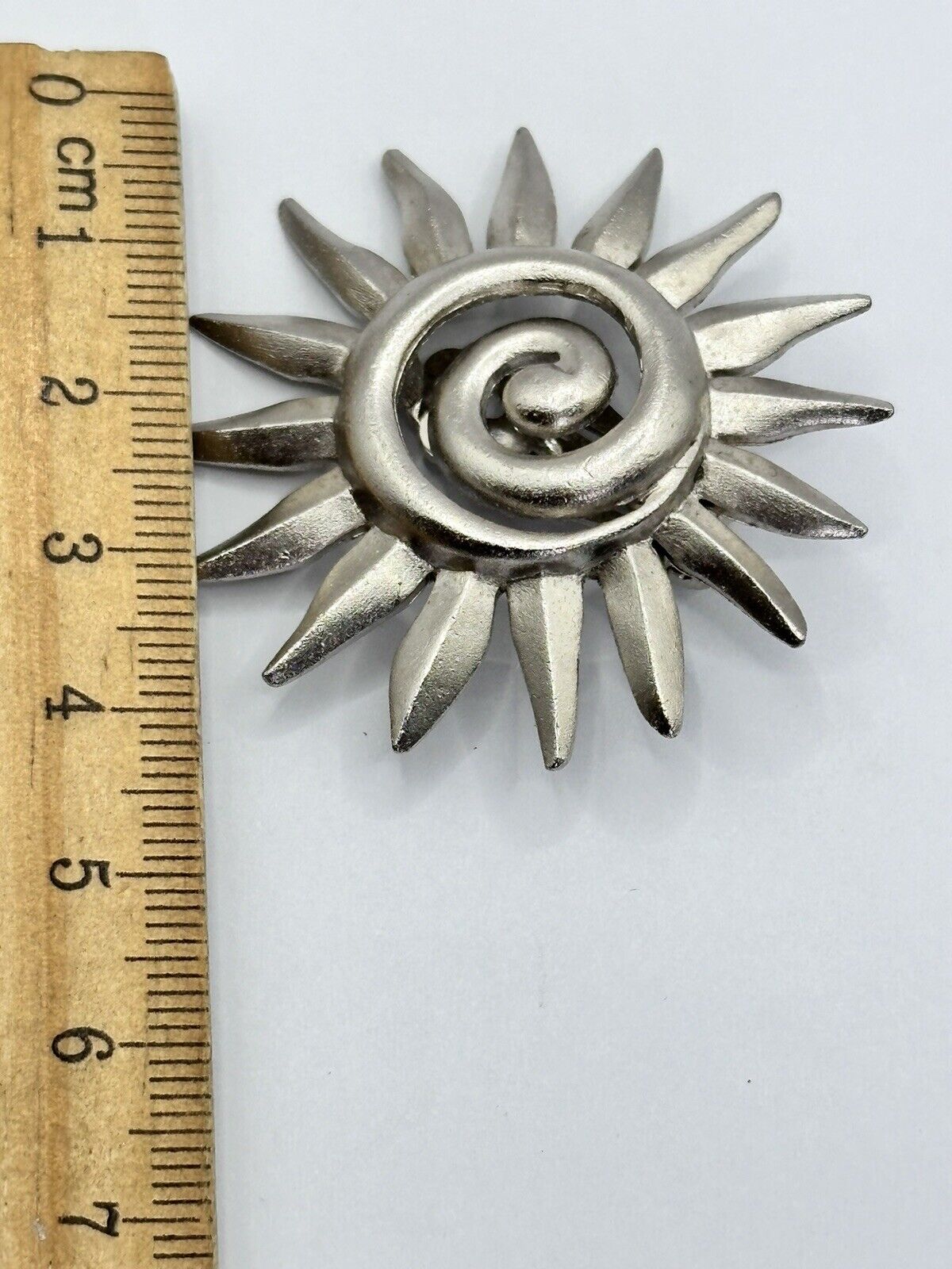 Vintage Silver Tone Sunburst Clip On Earrings