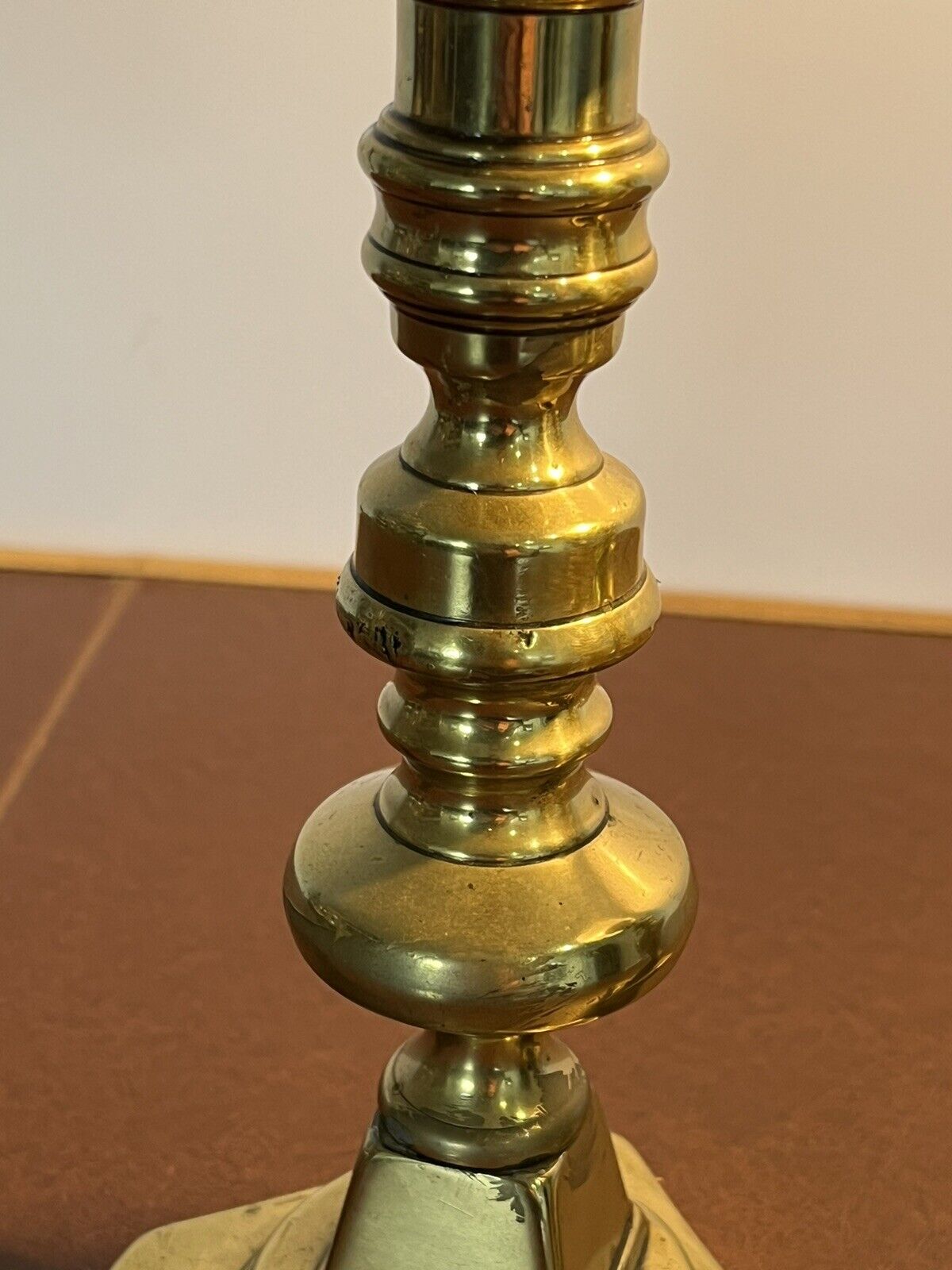 Georgian Antique Brass Candlesticks.