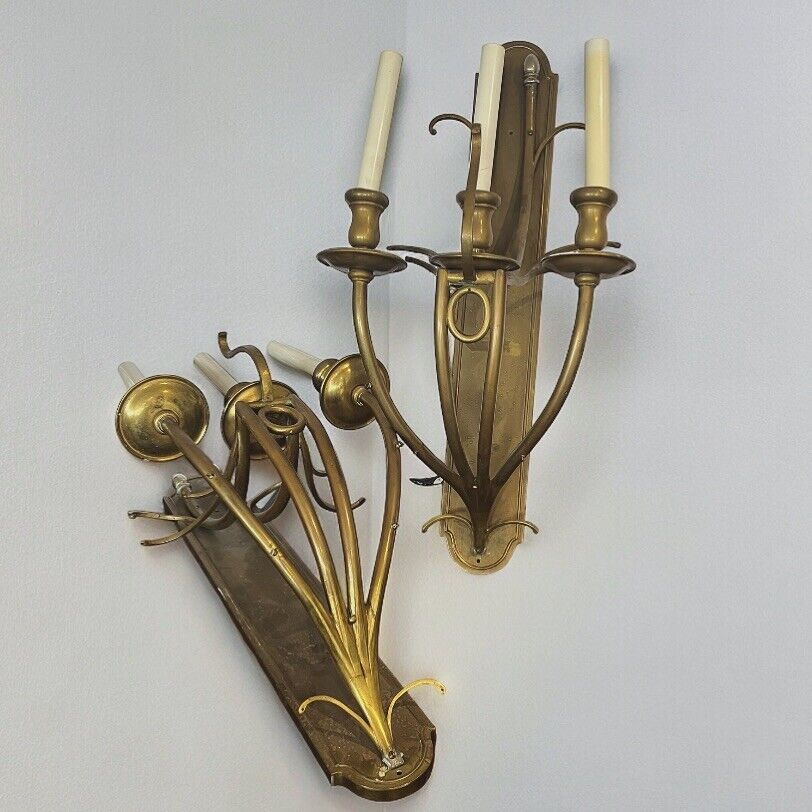 Brass Wall Light Sconces, Large & Impressive