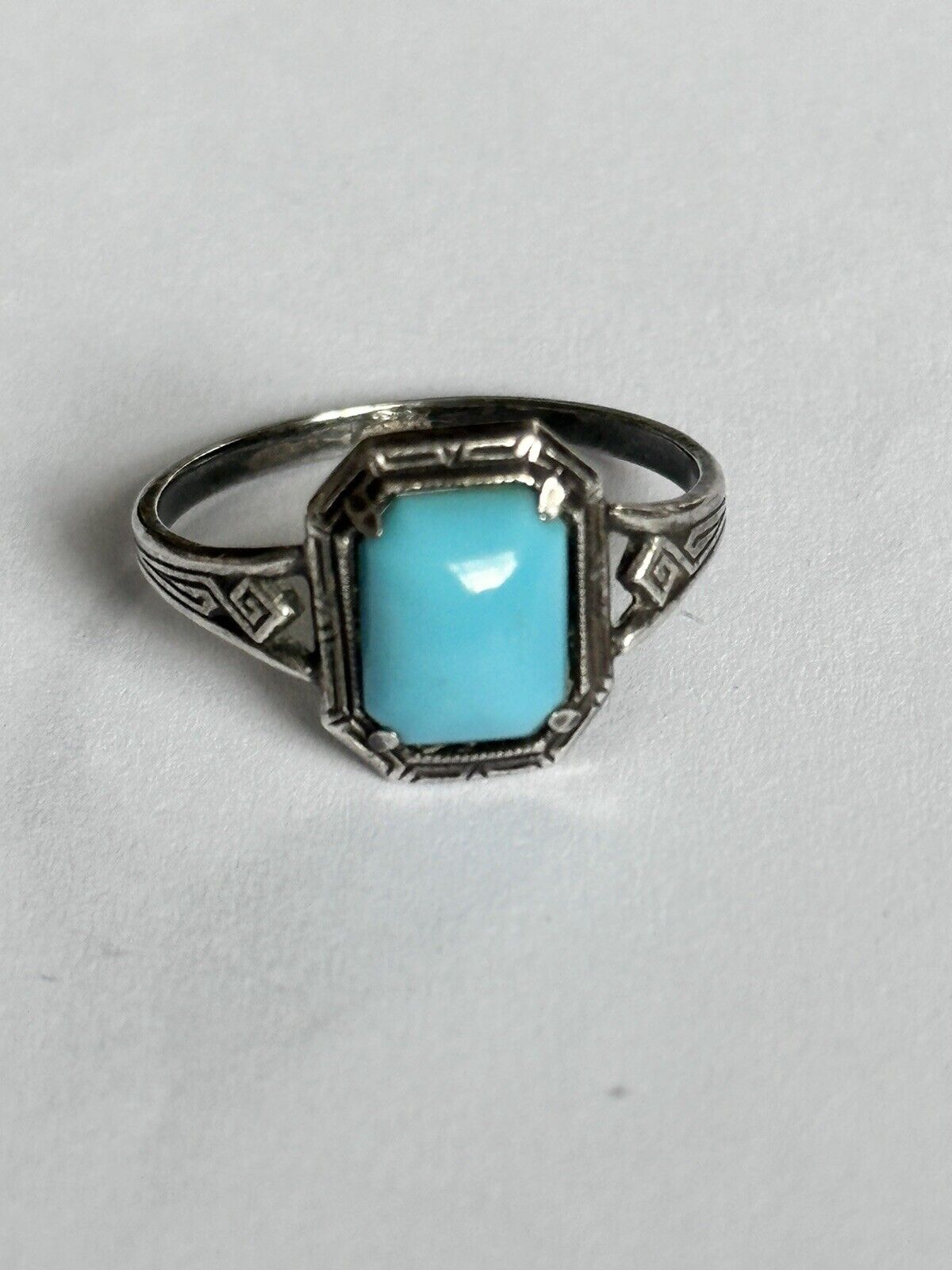 Vintage Silver Tone Faux Turquoise Ring