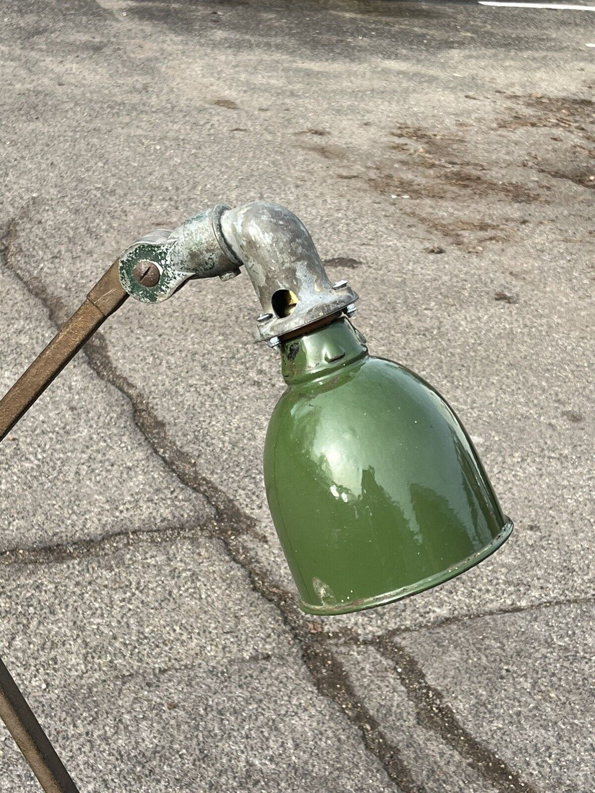 Industrial Angle Poise Lamp With Green Enamel Shade