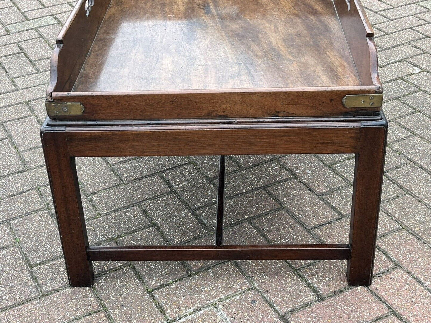 Antique Mahogany Lift Of Butlers Tray On Stand