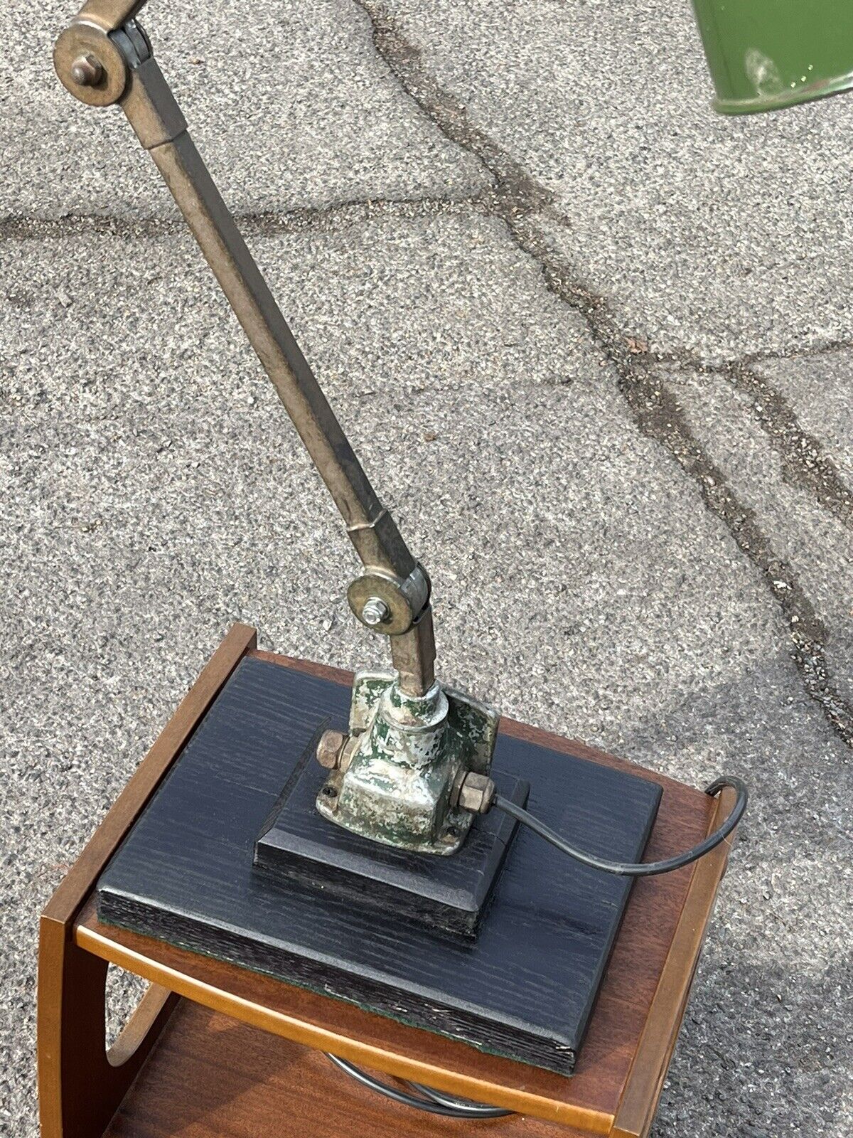 Industrial Angle Poise Lamp With Green Enamel Shade