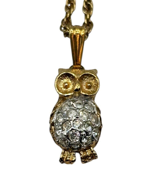 Vintage Attwood & Sawyer Gold Plated Owl Necklace