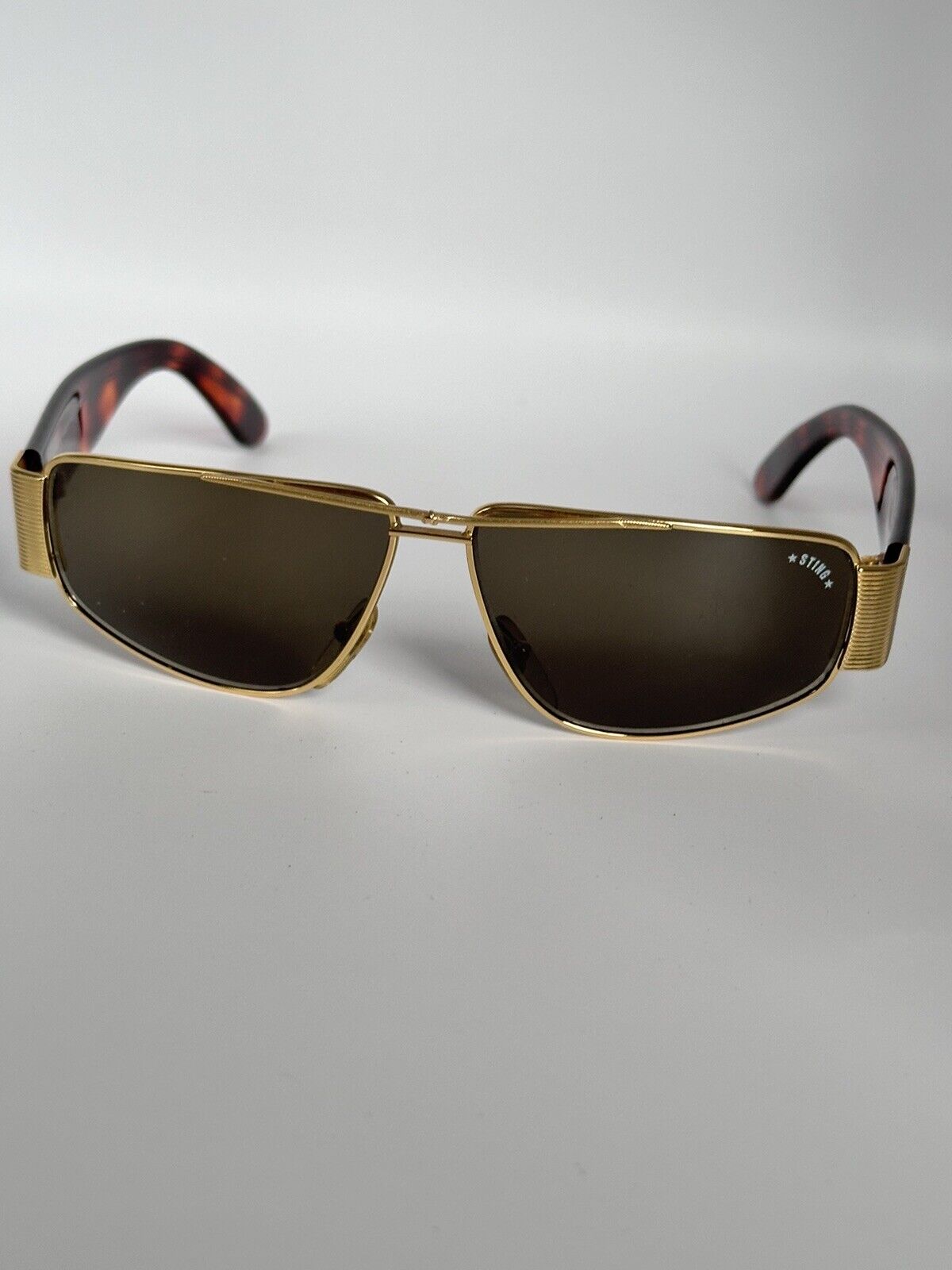 Vintage 80s Tortoise Frame Gold Tone Sting Sunglasses