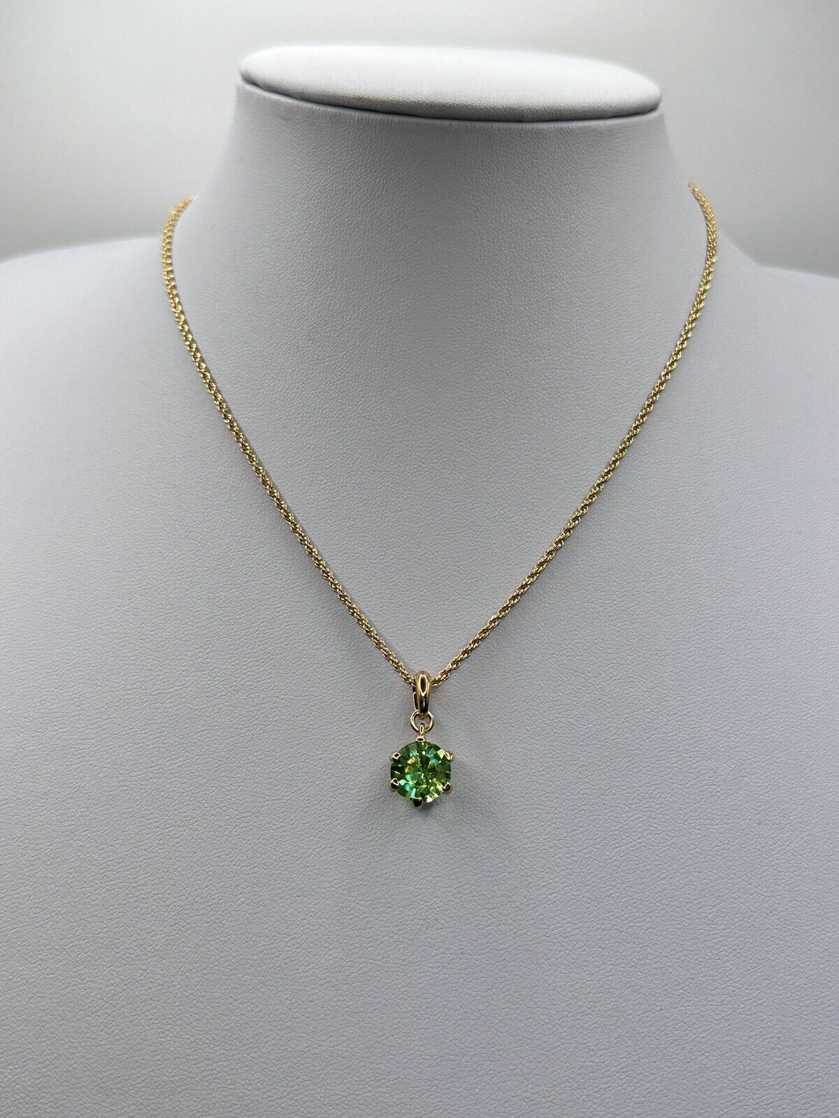 Gold Plated Necklace Made With Green Swarovski Crystal New Old Stock