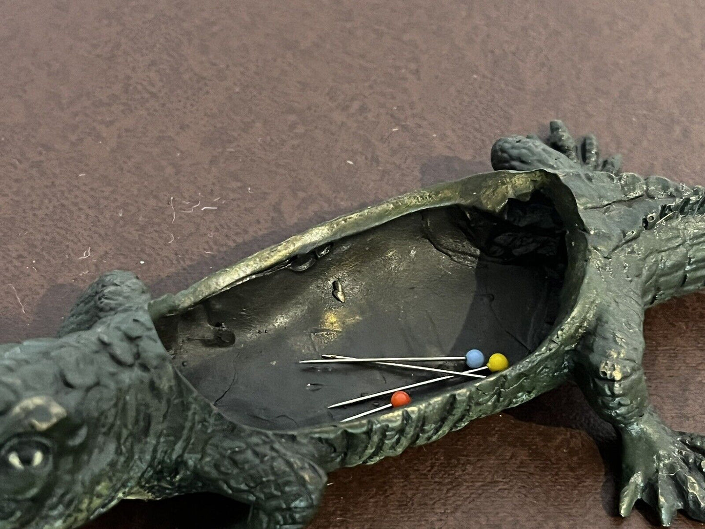 Cold Painted Bronze Crocodile / Alligator Pin Tray