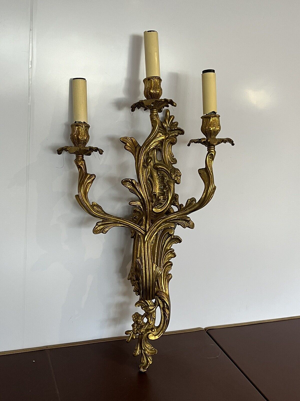 Brass Wall Sconce. Antique French Style Wall Light.