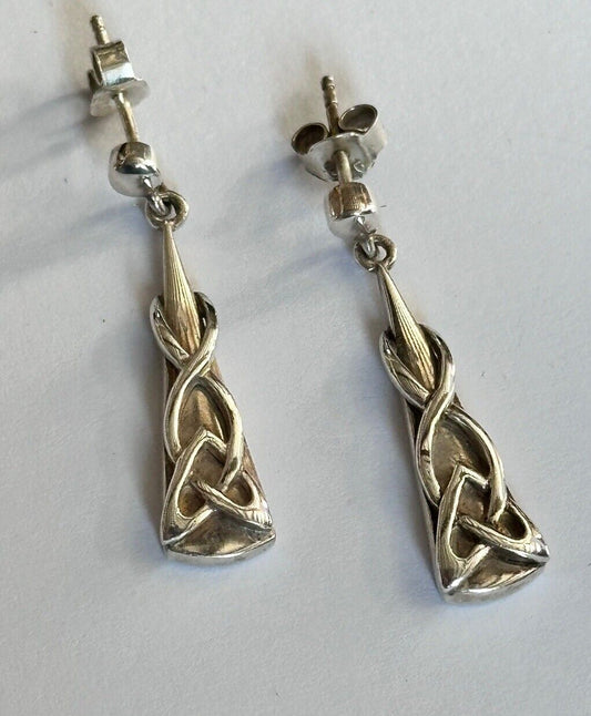 Vintage Silver 925 Celtic Drop Dangle Earrings