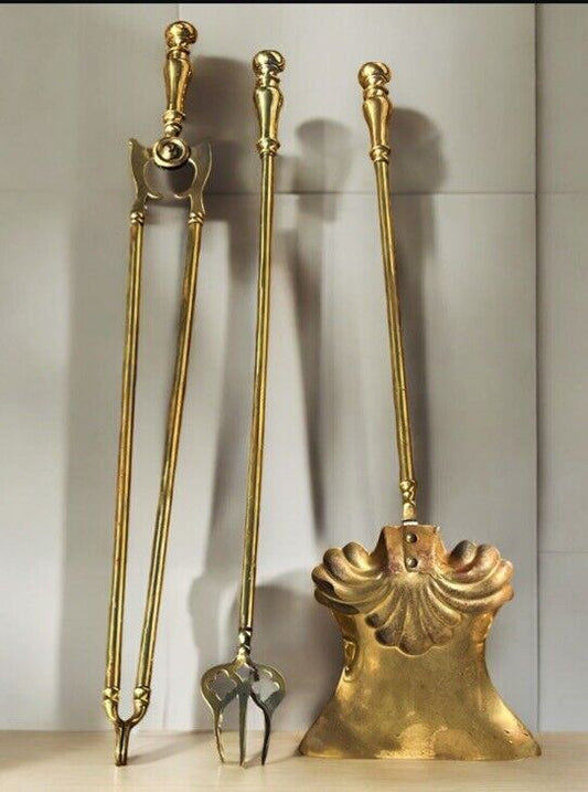 Victorian Brass Fireside Tools