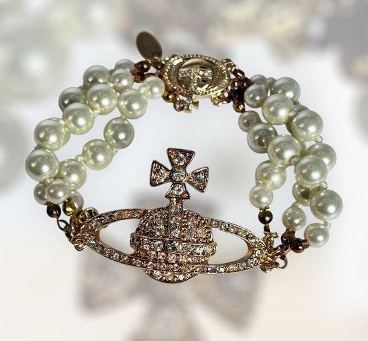 Designer Vivienne Westwood Faux Pearl Bracelet