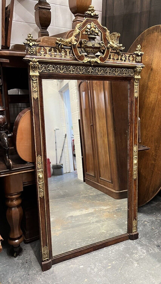 Antique Continental Gilt Mirror, Large & Impressive. Very Thick Antique Glass