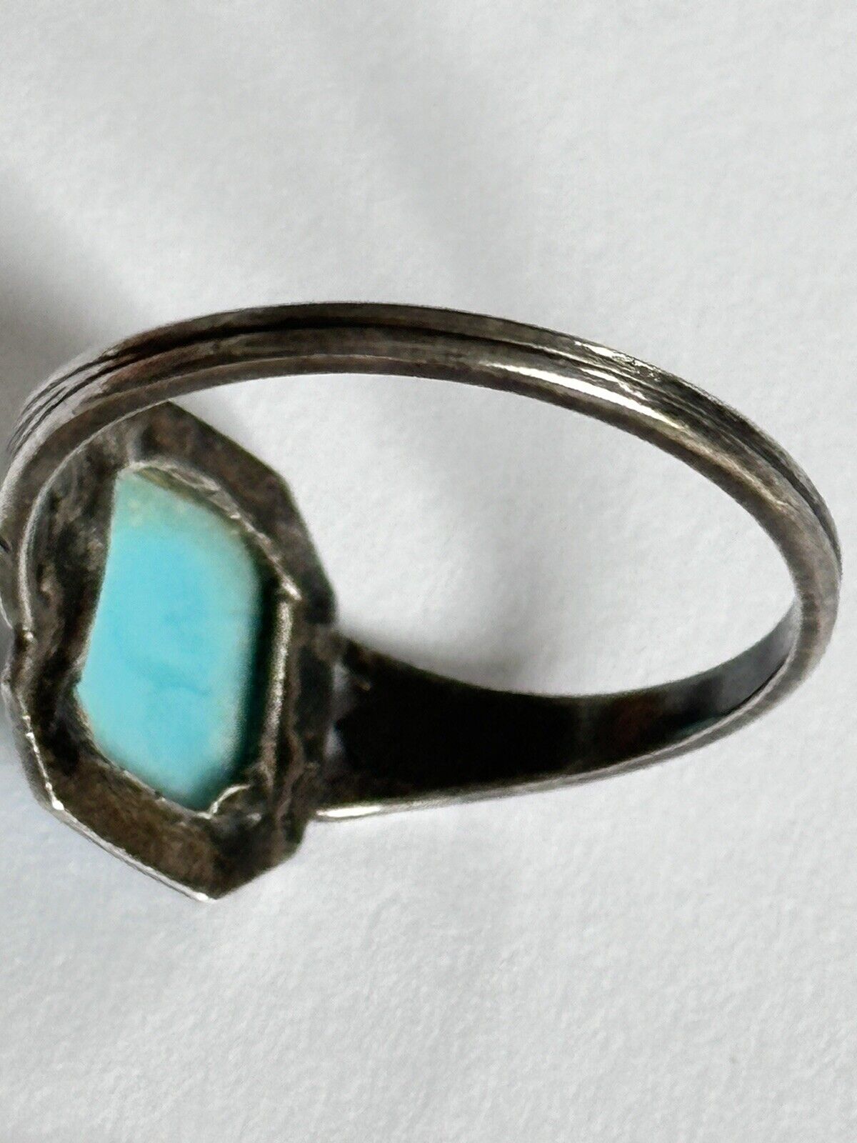 Vintage Silver Tone Faux Turquoise Ring