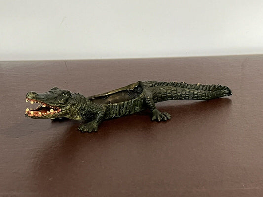 Cold Painted Bronze Crocodile / Alligator Pin Tray