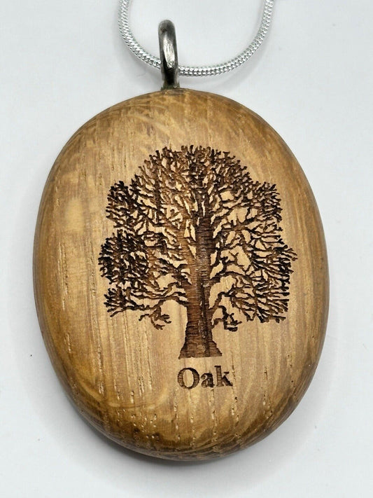 Vintage Carved Oak Tree Pendant On Sterling Silver Chain