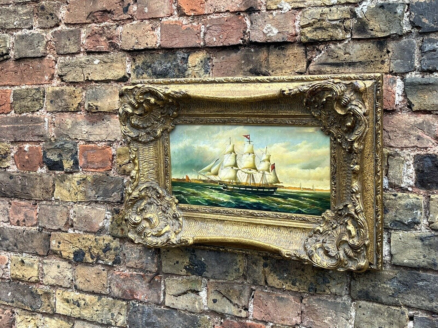 Maritime Oil On Board In Gold Gilt Frame