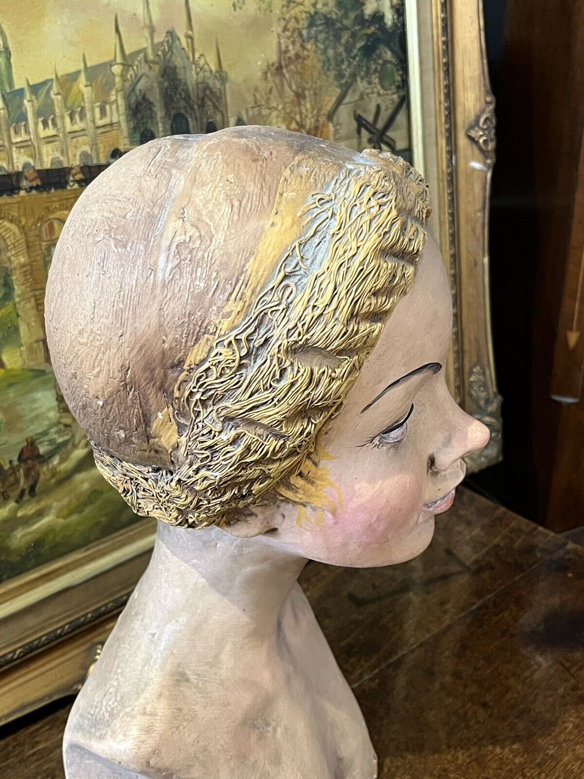 Art Deco Mannequin Head, Heavy Pottery Model, Superb Quality