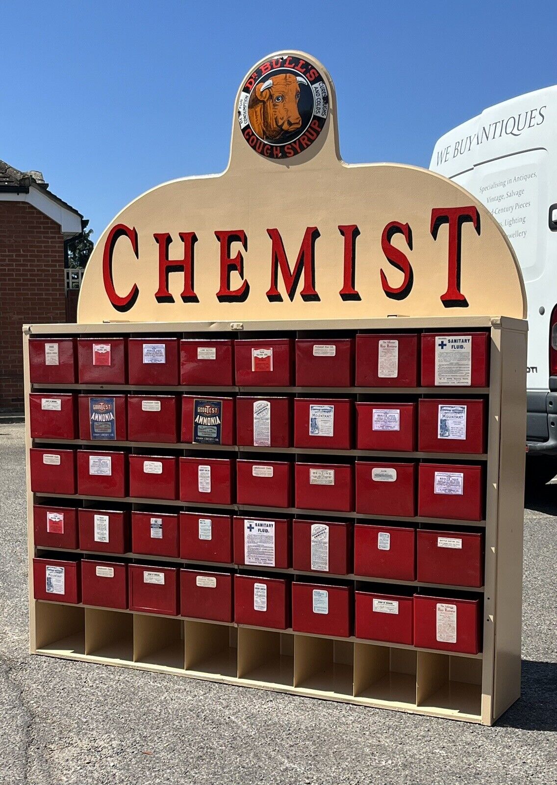 Large Chemists Bank Of Drawers, Lots Of Storage. 40 Deep Metal Drawers