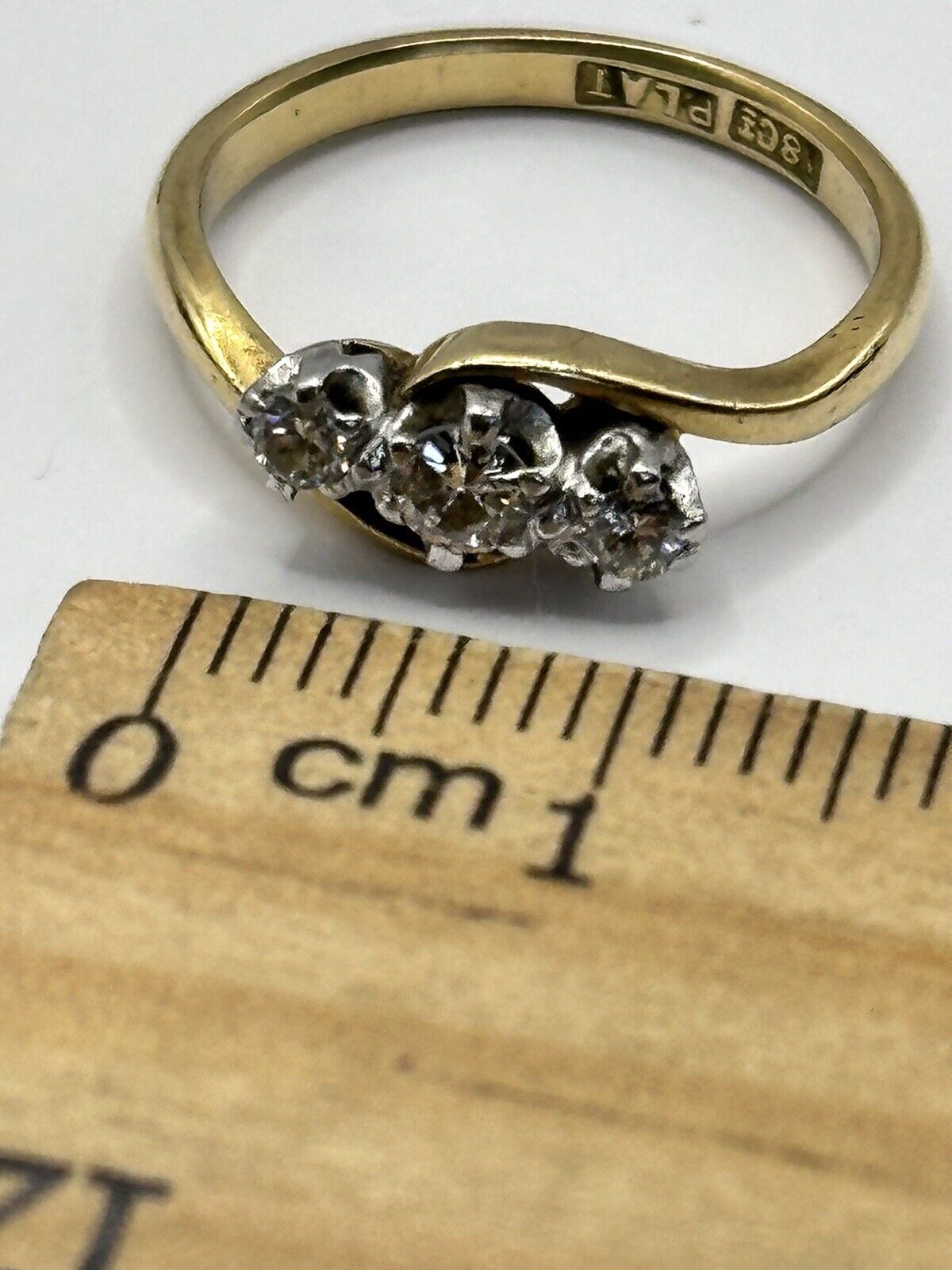 Vintage 18ct Gold Platinum Diamond Trio Ring