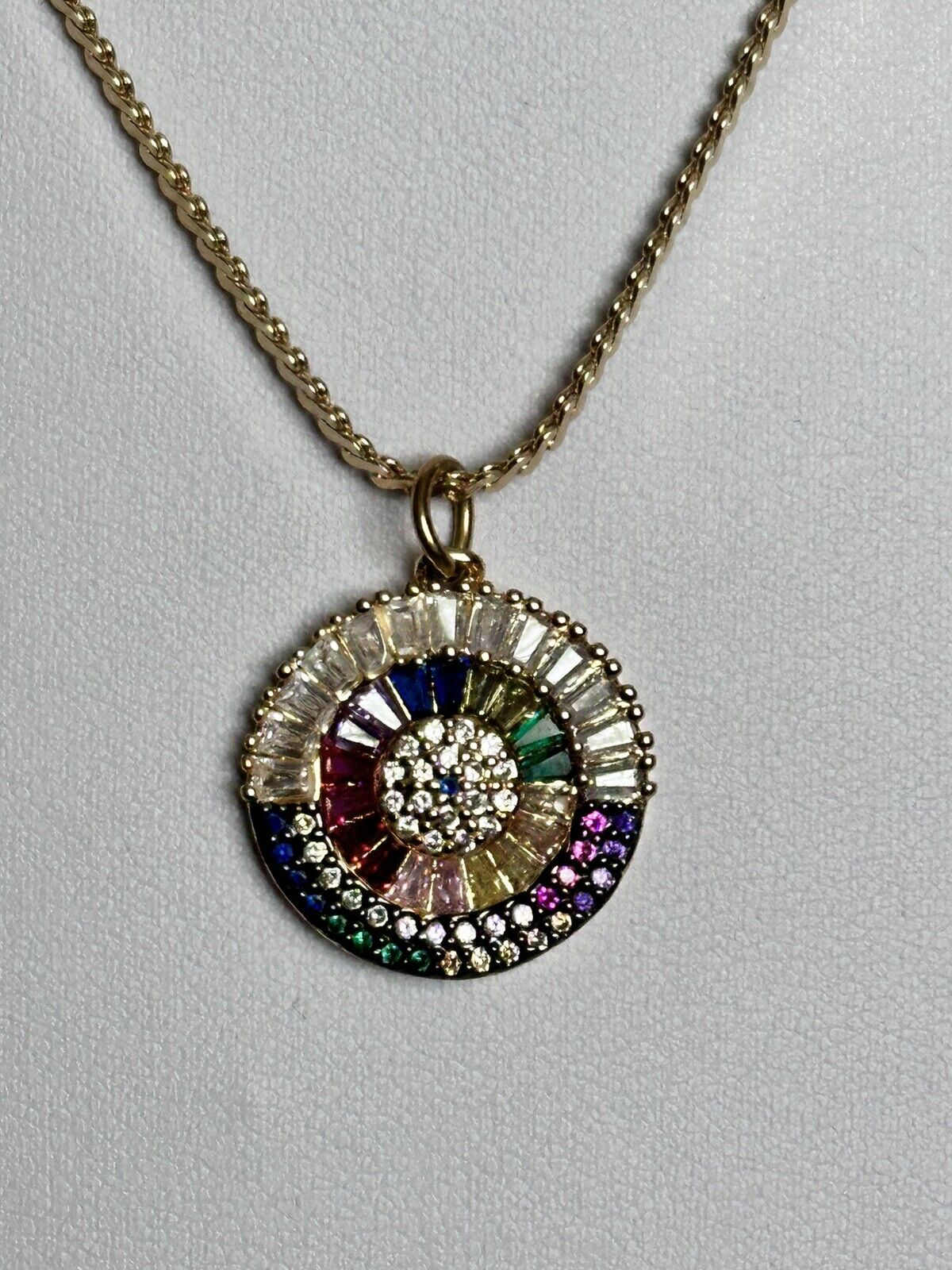 Vintage Gold Plated Multicoloured Crystal Stone Necklace